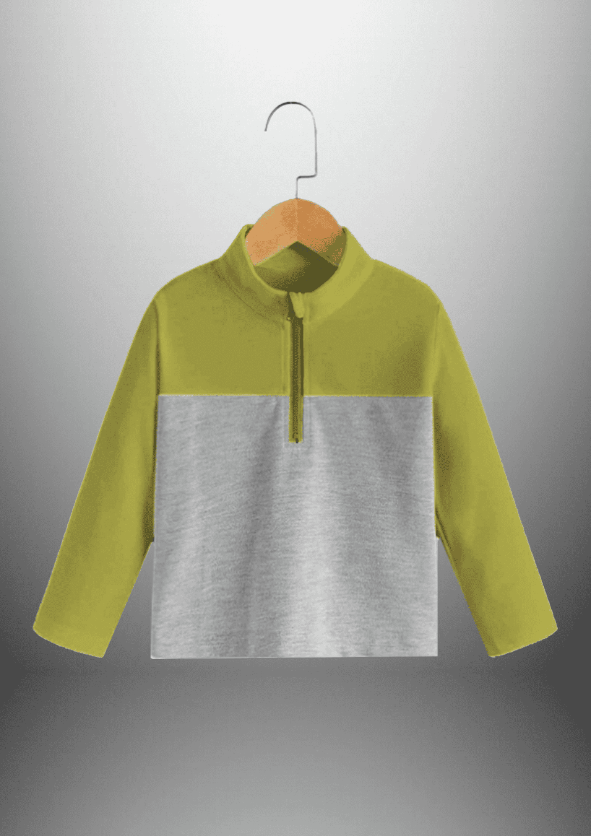 Boys Quarter Zipper Green & Grey Color Block Sweatshirt - RKFCW372